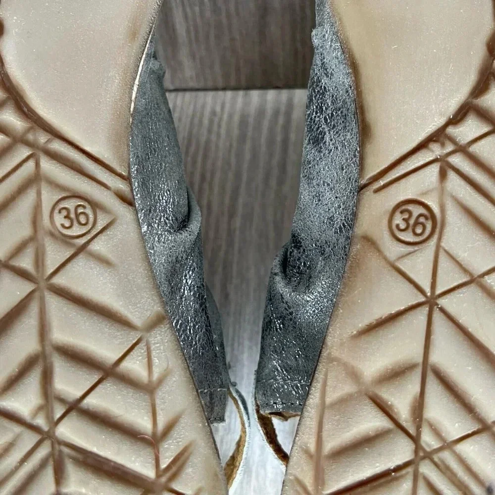 Miz Mooz Sandals Womens 36 US 5.5-6 Fallon Metallic Slingback Gladiator Silver - Picture 12 of 12